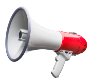 Red and white loud hailer